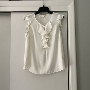 Maison Jules Cream Ruffled Blouse